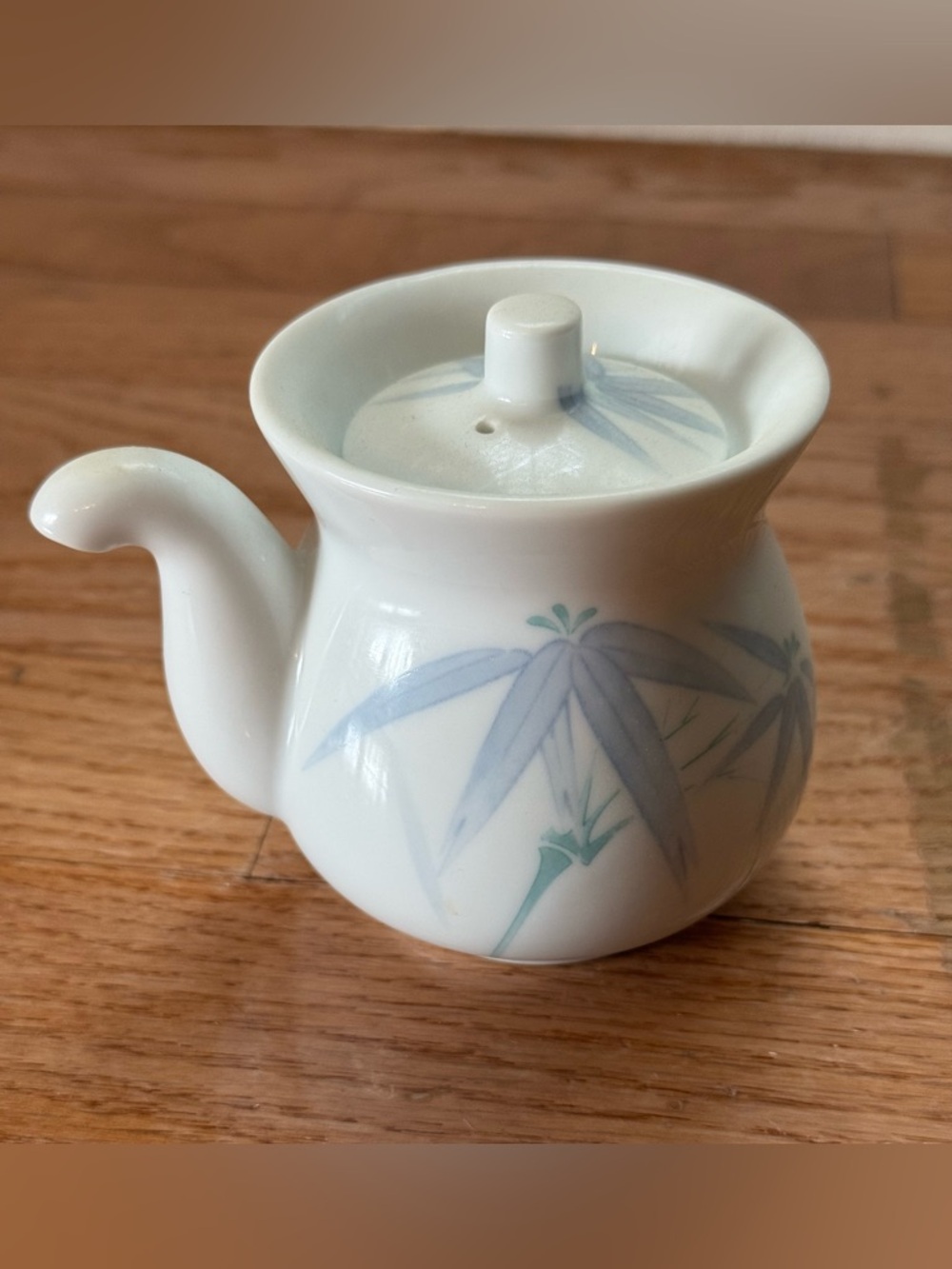 Vintage Japanese Porcelain Soy Sauce Dispenser with Bamboo Motif